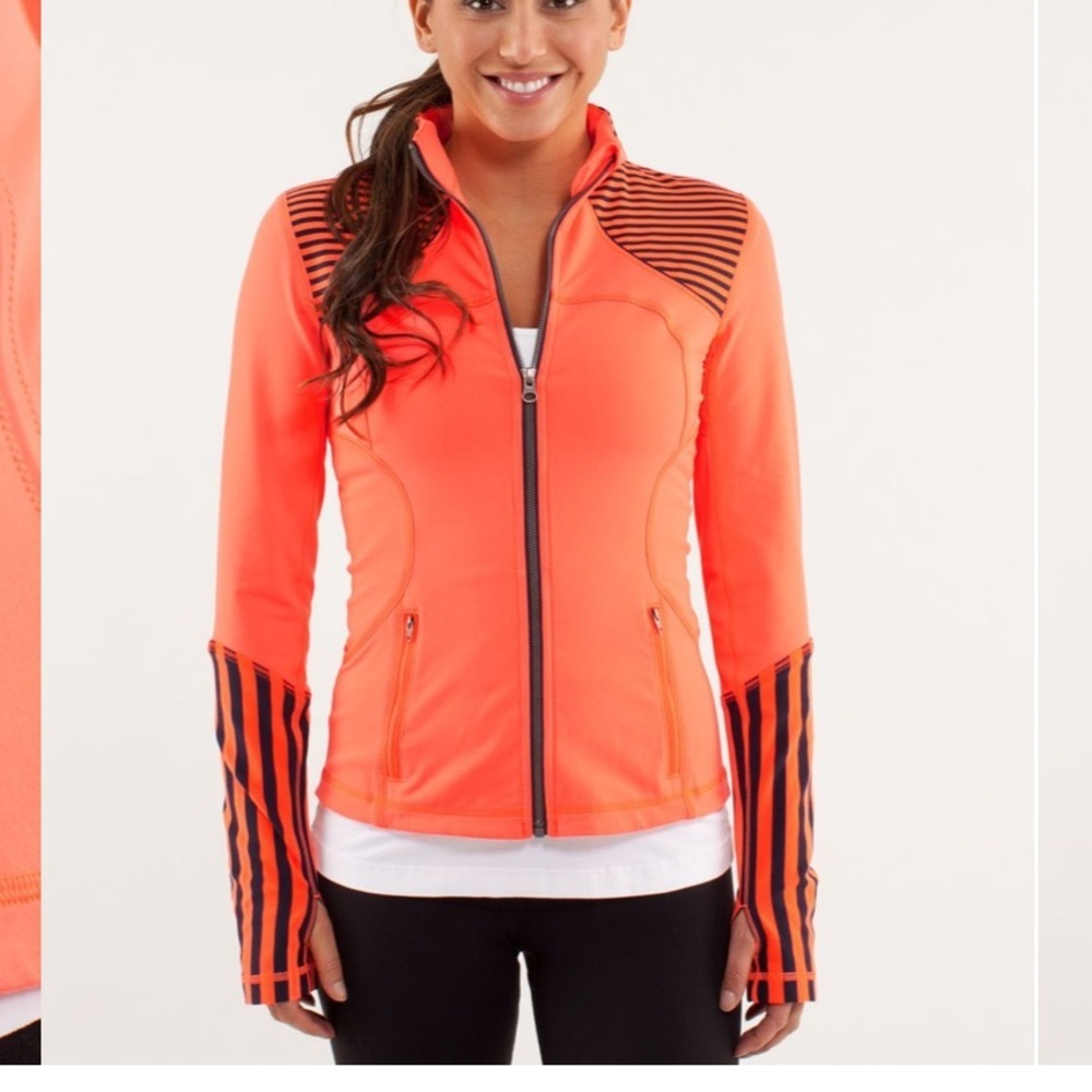 Lululemon Forme Classic Stripe Light Flare Inkwell Zip Front Athletic Jacket 8 - Picture 11 of 11